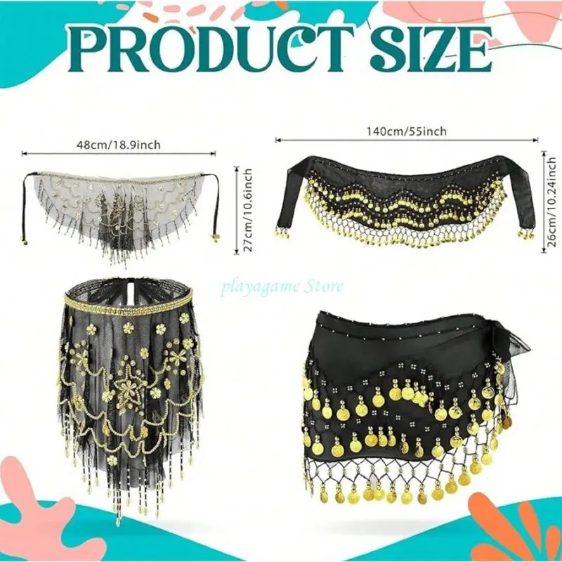Y88A 2 قطعة أزياء الرقص الشرقي الرقص الشرقي وشاح الورك القبلية حجاب الوجه مع الترتر المطرز الراقصة الزي مجموعة للمرأة