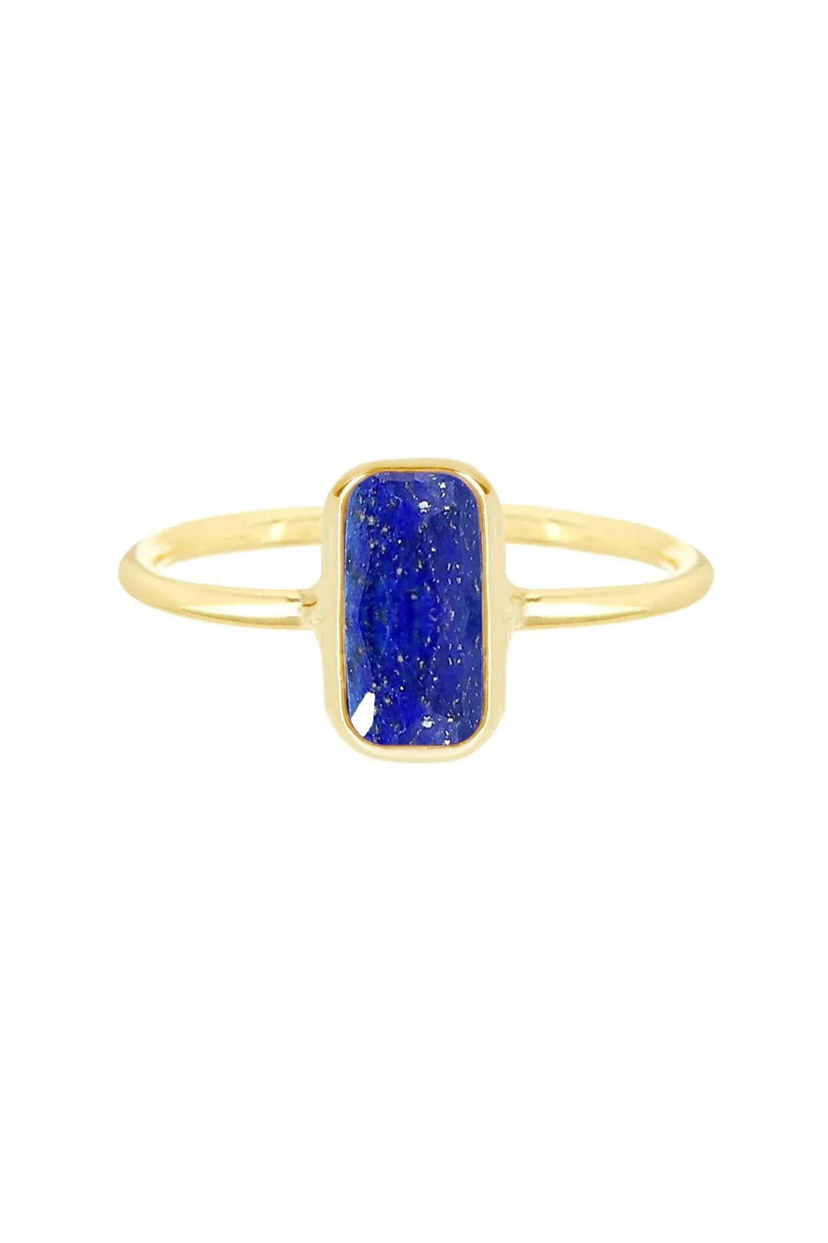 

Natural Gemstone Lapis Lazuli Rectangle Petite Ring for Women Christmas Gifts Jewelry