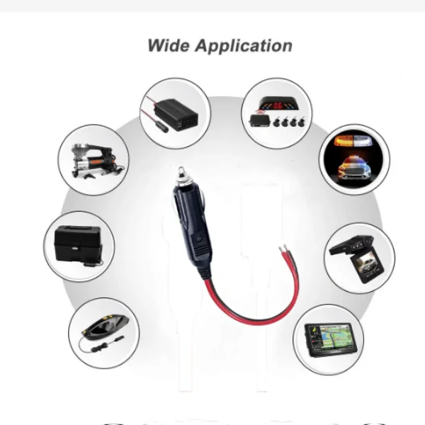 12V 24V enchufe de encendedor de coche adaptador de enchufe macho cable de alimentación 100A Clip de cocodrilo cable de extensión de batería 20A fusible luces LED