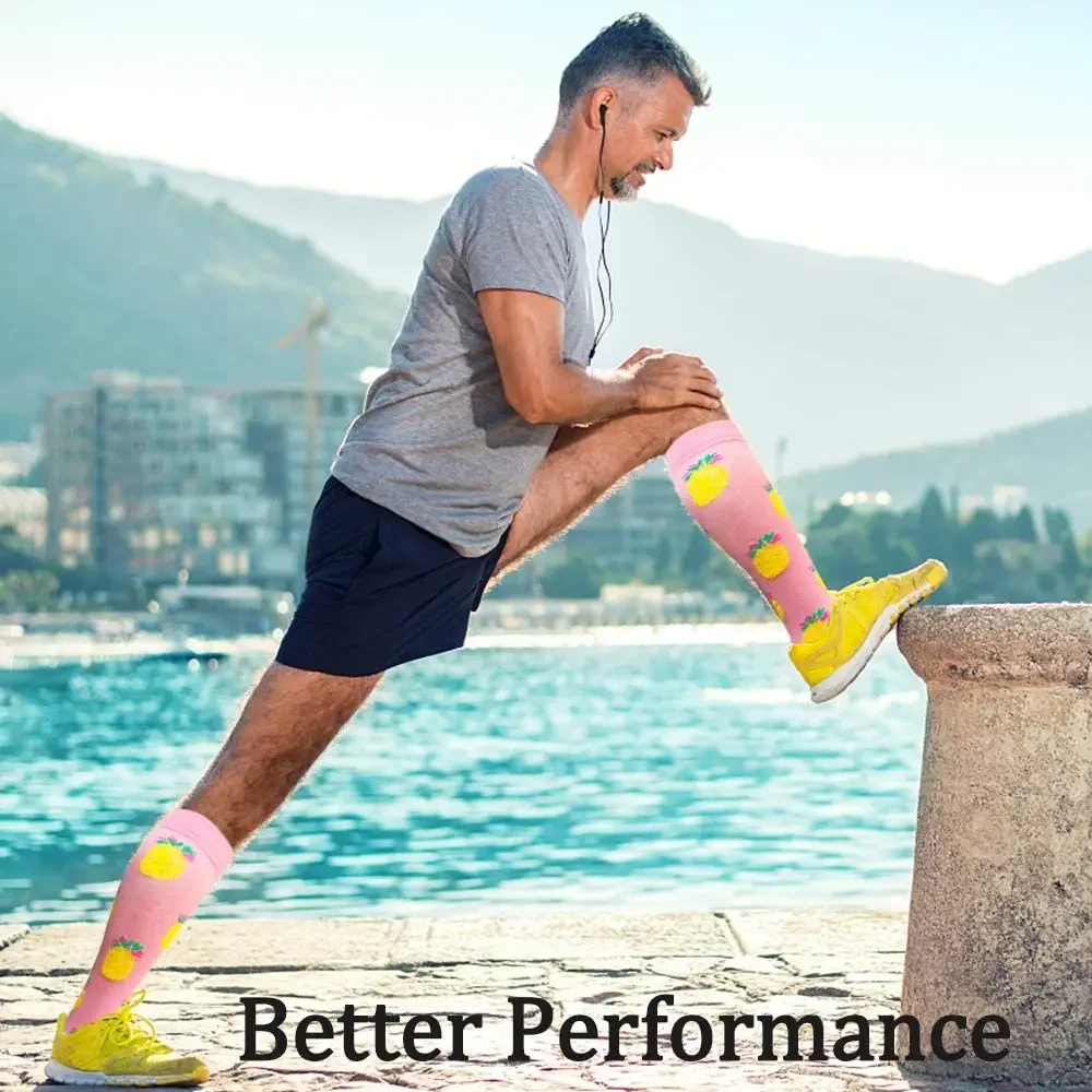 6/7 Pairs Compression Socks Varicose Socks Men Women Diabetes Swelling Elastic Knee Socks Outdoor Sports Running Fitness Cycling