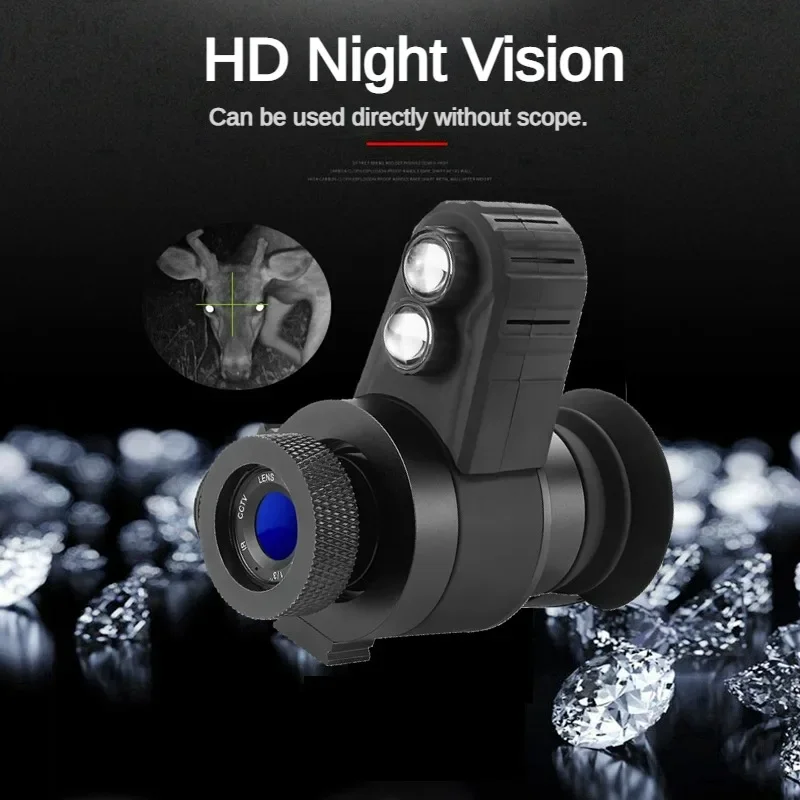 Night Vision Monocular Goggle Head Mounted 850nm Infrared Hunting Telescope for Helmet 1.54 Inch HD Screen Rechargeable Equipmen