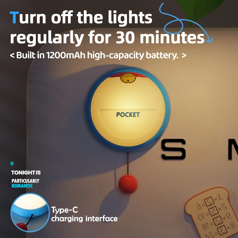 New Bell Clap Night Light Timing 3 Levels Brightness Sleeping Nursery Wall Lighting Beside Lamp For Kids Room Decor