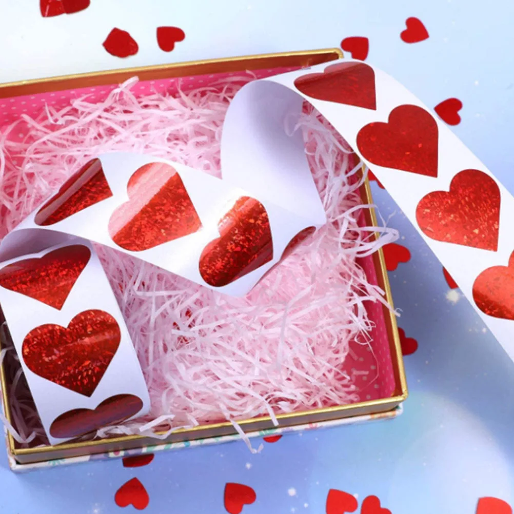 500Pcs Heart Roll Stickers Fine Workmanship Love Themed Adhesive Labels for Wedding Party Scrapbook Handmade Craft Projects