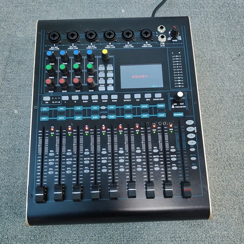 Pro Audio Digital Mixer 12 Channels Input +48V Phantom Power TFT Touch Screen Windows PC/iPad Wireless Connected PA Console