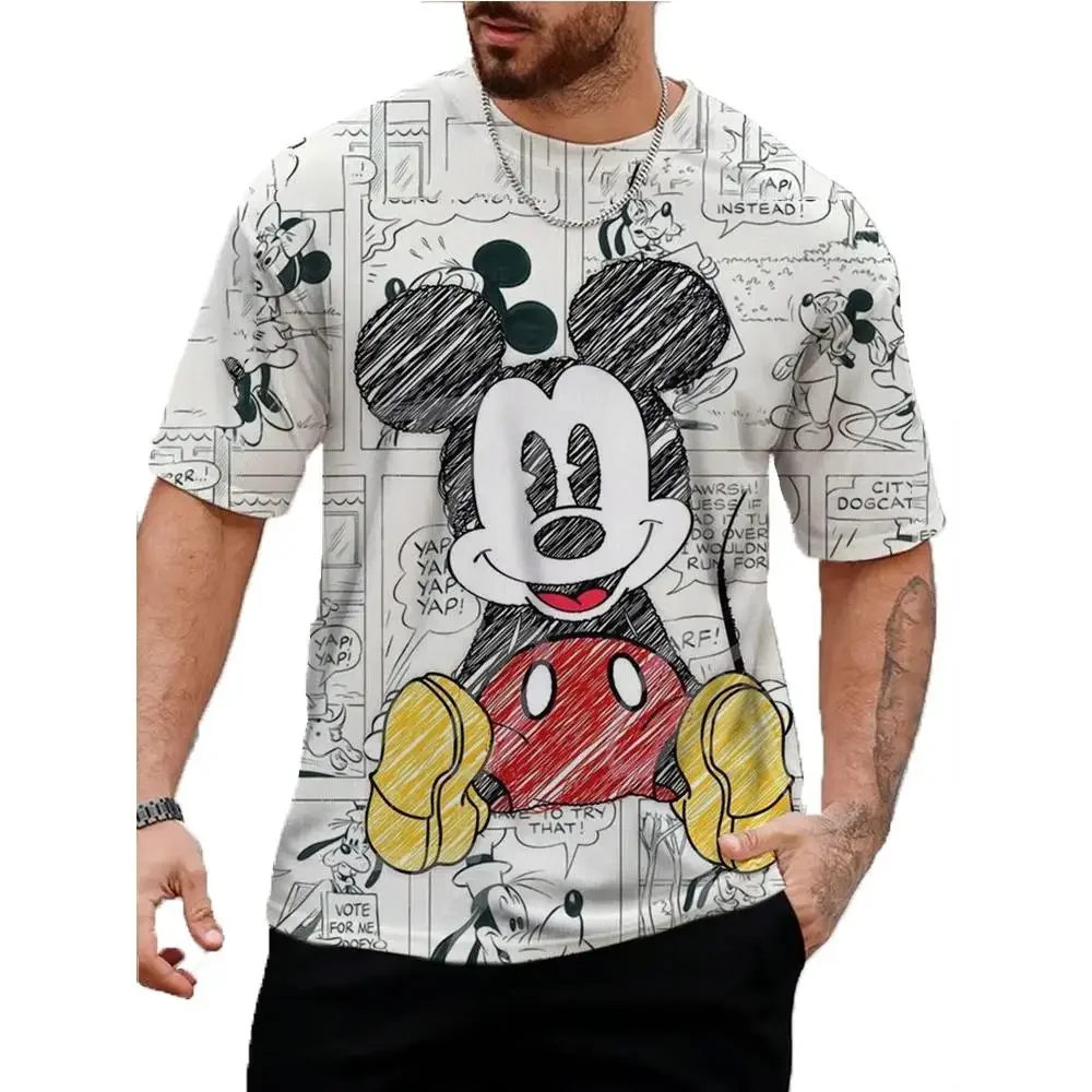 Disney Mickey Mouse 3D Print T-Shirt Summer Men's Street Fashion Casual Sports Loose O Neck Quick Dry Short Sleeve Clothing Kid