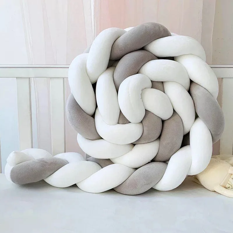 1M-4M 3 Shares Baby Bumper Bed Braid Knot Pillow Cushion Bumper for Infant Bebe Crib Protector Cot Bumper Room Deco Bed Braid