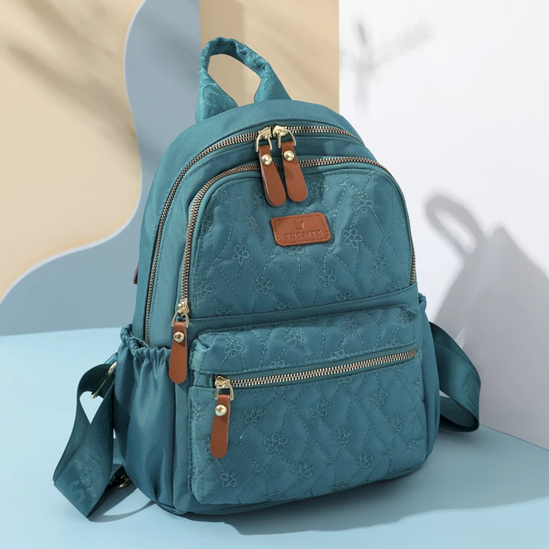 Zaino con ricamo floreale di moda borsa da scuola per studenti da viaggio di grande capacità da donna impermeabile Oxford Bagpack per ragazze