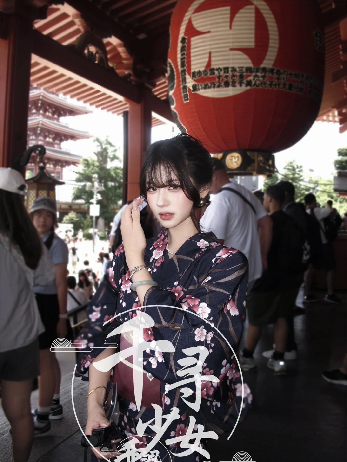 Deep Blue Sakura Traditional Japanese Kimono Bathrobe Women's Fashion Photography Clothing New Arrival Photo Studio