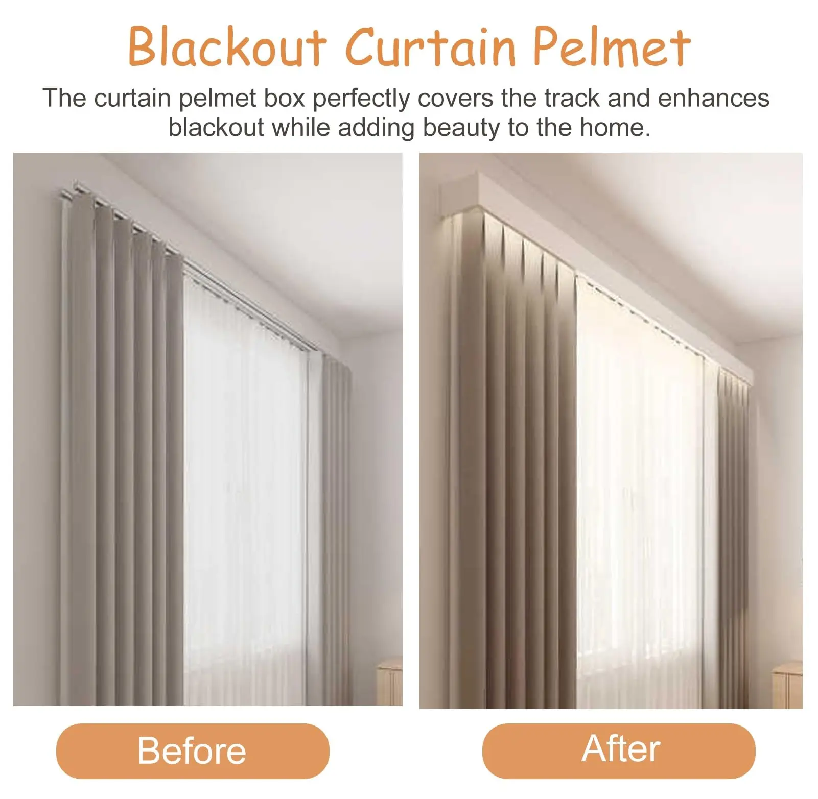 Extra Long Cornice Board for Curtains, Wall-Mount Window Valance, Trimmable Pelmet Panel 5.5ft/66in, Available in