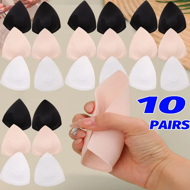 1/2/10 Pairs Invisible Triangle Breast Pads for Swimsuits Reusable Waterproof Sweat Proof U Shape Support Lift No Glue Comfort