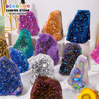 1PC Natural Crystal Electroplated Colored Crystal Clusters Surprise Random Color Energy Gather Healing Stone Home Decoration