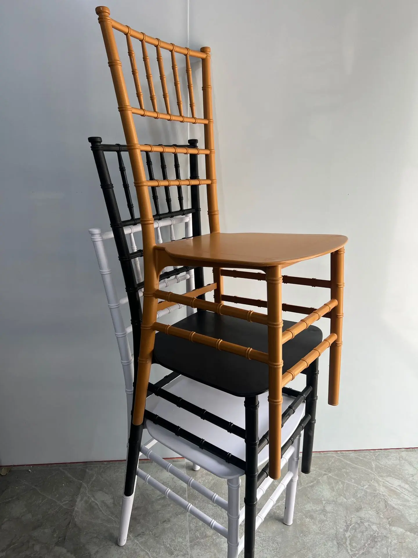 %Factory Direct Plastic Bamboo Joint Chairs, Suitable for Hotel, Wedding, Outdoor Banquet and Dining Use