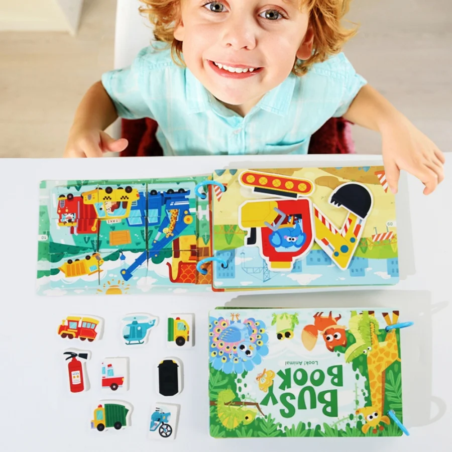 Puzzle Montessori Quiet Book Word Recognition Children's Early Education Enlightenment Stickers Book Toys image 3