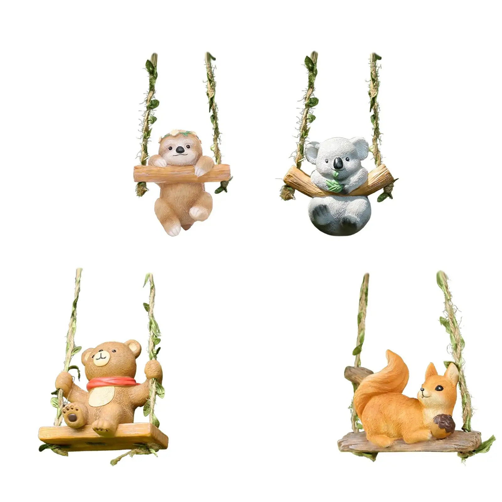 Outdoor Decoration Resin Hanging Animal Sculpture Swing Garden Figurine Funny Statue for Yard Patio Balcony Home Decor
