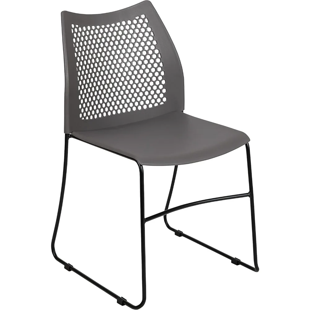 Contoured Lobby Chairs with Air-Vent Honeycomb Backs, Ergonomic Stacking Chairs for Offices, Set of 5