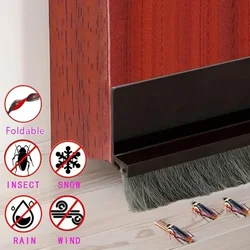 Door Seal Draft Stopper with Brush Door Bottom Seal Strip Weatherstrip Rubber Door Sweep Seal Adjustable Dustproof Soundproof