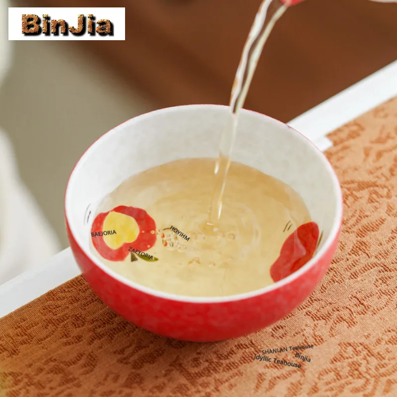 135ml Hand Painted Apple Teacup Retro Tea Bowl Tea Cup Set Tea-tasting Personal Cup Jianzhan Master Cups Tableware Collection
