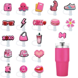 Miniso Pink Barbie Topper Straw 8MM Plug Reusable Dust-proof Splash Proof Drinking Dust Cap Stopper Cover Kitchen Drink Gift