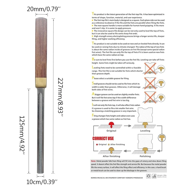 Guitar Fret Crowning File, Fret Repairing Tools, with 4 Sizes Design for Guitars,Ukuleles,Banjo,Mandolin,Bass