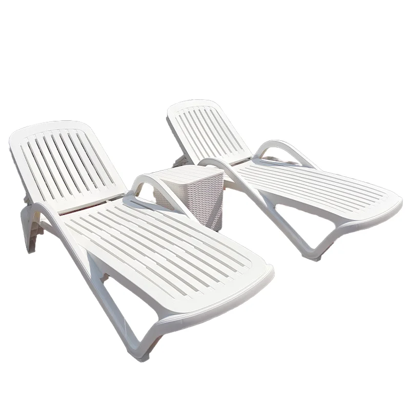 

Waterproof Plastic Outside Pool Furniture Outdoor Adjustable Sun Lounge Modern Garden Hotel Daybed Patio Chaise Lounger