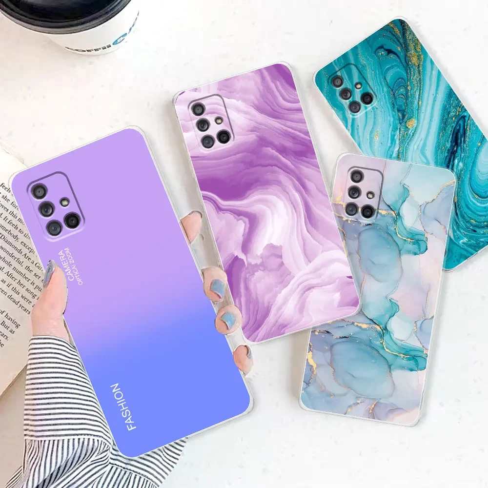 For Samsung Galaxy A71 Case Gradient Color Transparent Cases for Samsung A51 A515 A515F A 71 51 A51 Cover Silicone Back Bumper