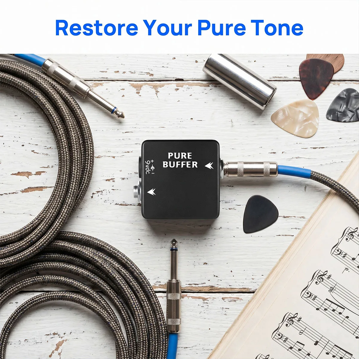 Mosky PURE BUFFER Guitar Buffer Effect Pedal – Full Metal Housing, 1/4" In/Out, Eliminates Capacitance, Mini Size image 5