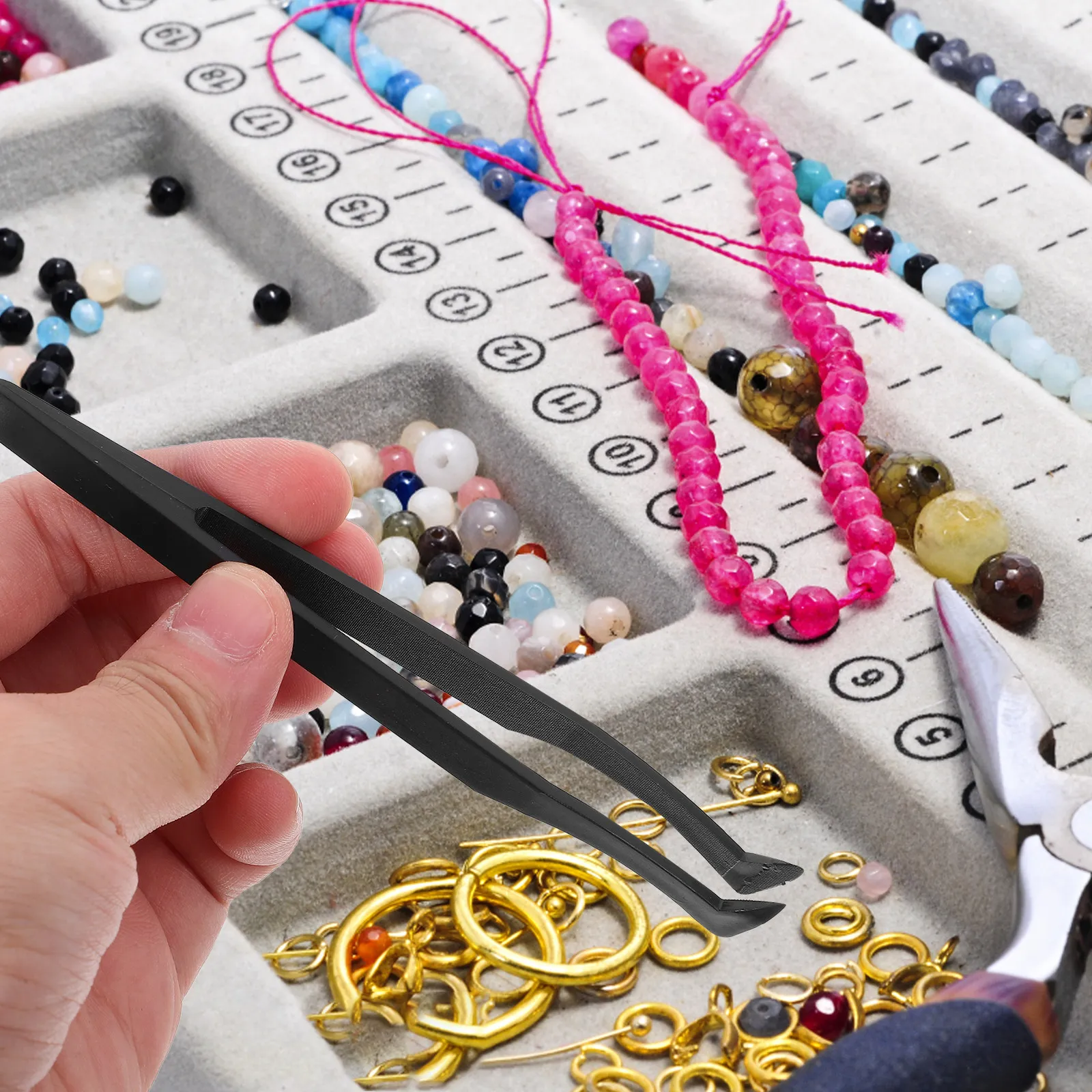 

10Pcs Plastic Tweezers Tilted Head Style Durable Ergonomic Grip for Precision Crafting Jewelry Making Electronics