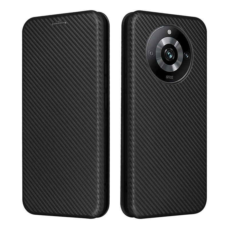 Funda de cuero con tapa de fibra de carbono para Realme 11 Pro Plus 5G, carcasa delgada con ranura para tarjeta, billetera magnética de negocios, para Realme 11 Pro +