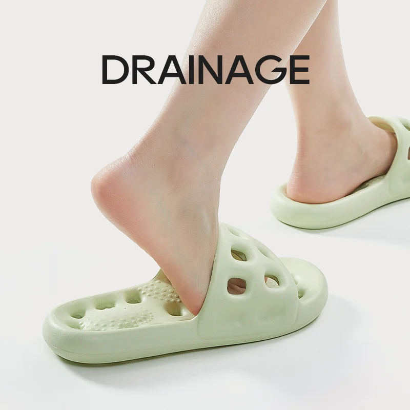 UTUNE Household Slippers Massage Shoes Bathroom Non-slip Flat Slides Women Sandals Men Summer Flip Flops Soft Lotus Root Slides