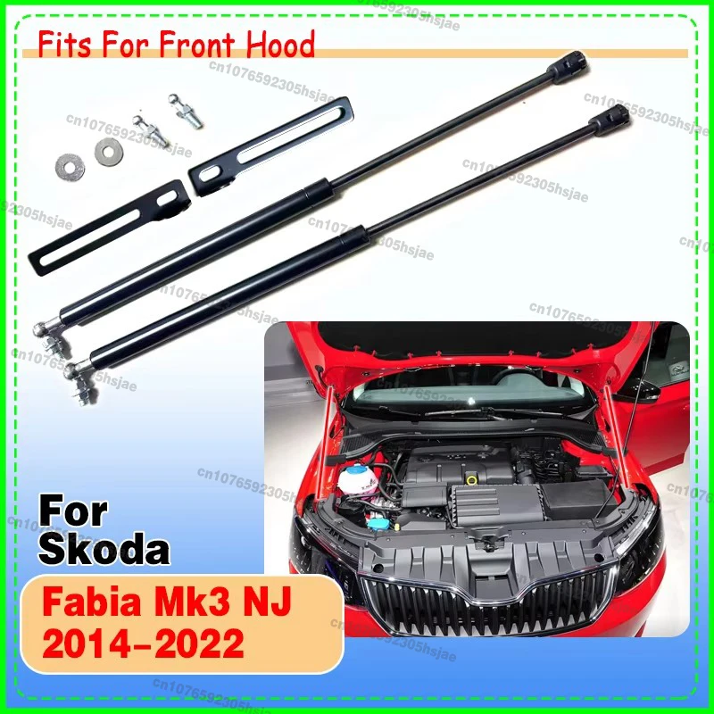 Image of Gasdruckfedern für Skoda Fabia Mk3 NJ Schrägheck 2014-2022 – Modifizierte Motorhauben-Hebestützen, Stoßdämpfer, Federstangen