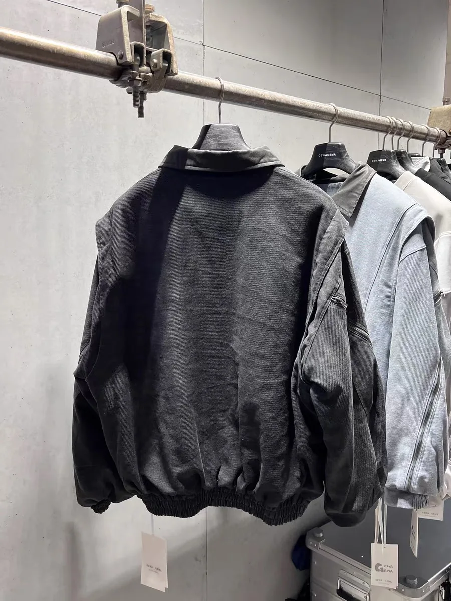 

American Sle Heavyweight GEWAGEMA Men's Jaet Collared Outerwear Faionable Versatile Top Breathable Long Sve Cotton P...