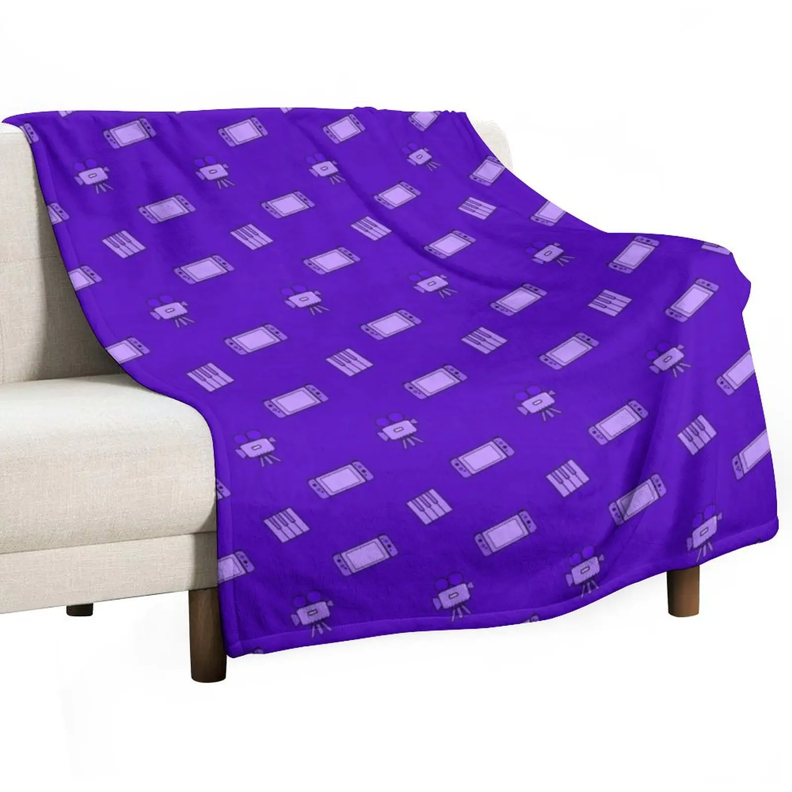 Purple Geek Pattern Throw Blanket Plaid on the sofa Picnic for winter Thermals For Travel Blankets