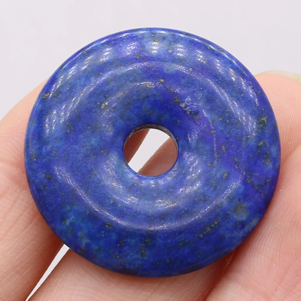 Natural Stone Gem Agate Rose Quartz Malachite Round Bead Pendant Crafts MakingDIY Necklace Bracelet Jewelry Charm Gift30x30mm1PC