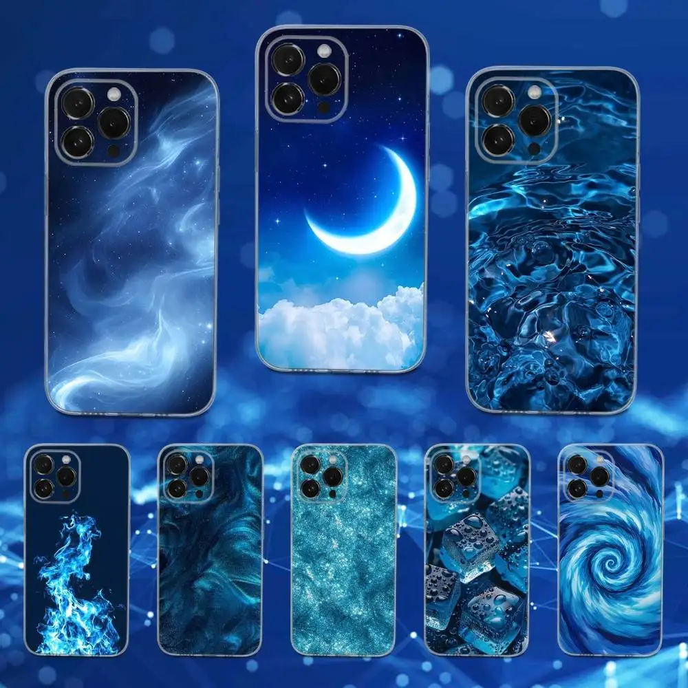

Beautiful Art Blue Phone Case For iPhone 16,15,17,14,13,12,11 Pro,Max,Plus,X,XS,XR,SE,Mini Transparent Soft Cover