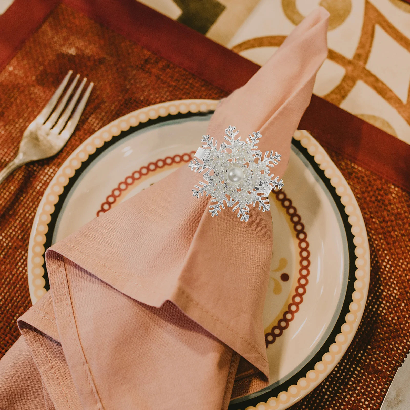 

6 Pcs Thanksgiving Napkin Rings Clasp Holder Silver for Napkins Banquet Holders