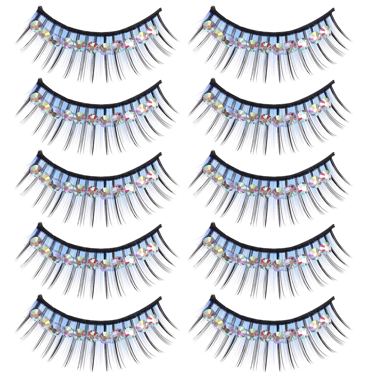 

5 Pairs Stage False Lashes High Exaggerated False Eyelashes Density Light Weight Flash Costume Exaggerated Stage Performance