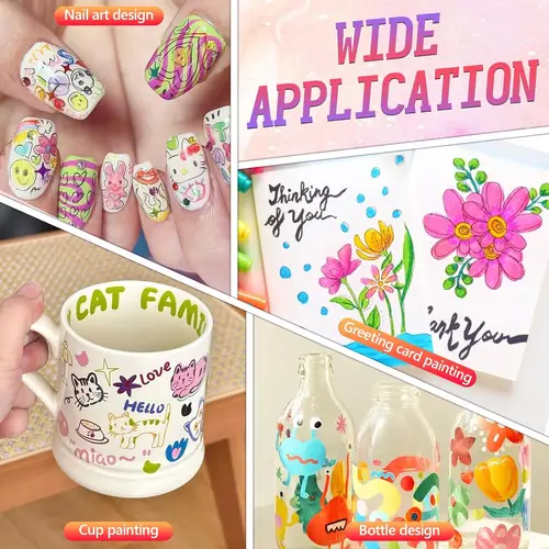 Imagen 2 del producto Bolígrafos para decoración de uñas DIY, herramientas de pintura y detalles multicolores para uñas, perfectos para manicura y diseños de uñas, suministros de arte