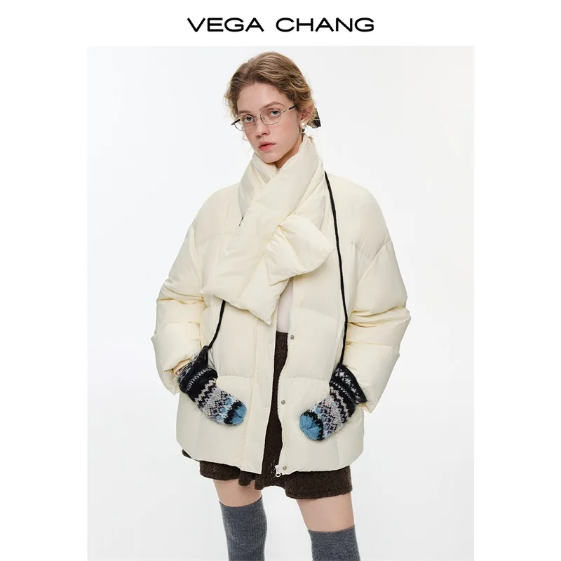 

Vega Chang's New Winter Style High-Fill Velvet Deep Winter Warm Scarf, Comfortable Velvet Women's down Cotton Jacket