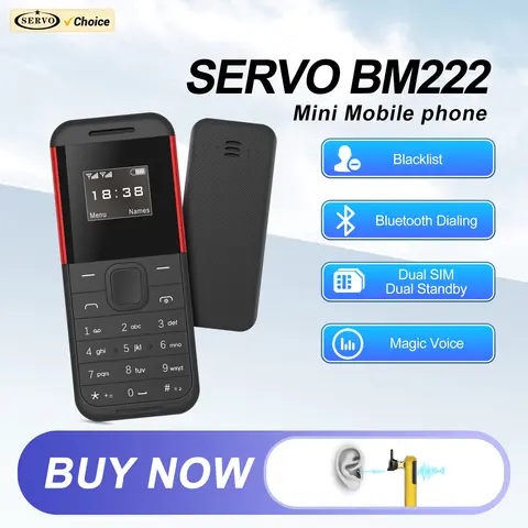 SERVO BM222 Super Mini Mobiltelefon 2 SIM-kort Bluetooth Uppringare Magic Voice Automatisk Samtalsinspelare 2G Små Knappar Backup Mobiltelefon 8 best sales telefon med knappar - №6