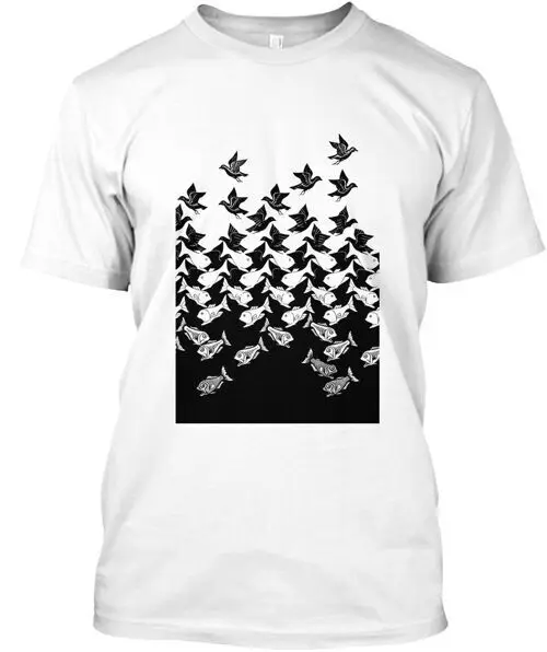 Balık ve kuşlar Art Deco Tessellation T-Shirt abd'de yapılan boyutu S 5XLAnime yaz Y2KAnime grafik T-Shirt erkekler için Clothin