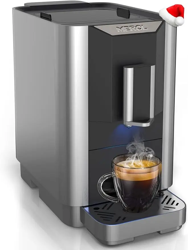 

MEROL-Super Automatic Espresso Coffee Machine, 19 Bar Barista Pump Maker with Adjustable Grinder