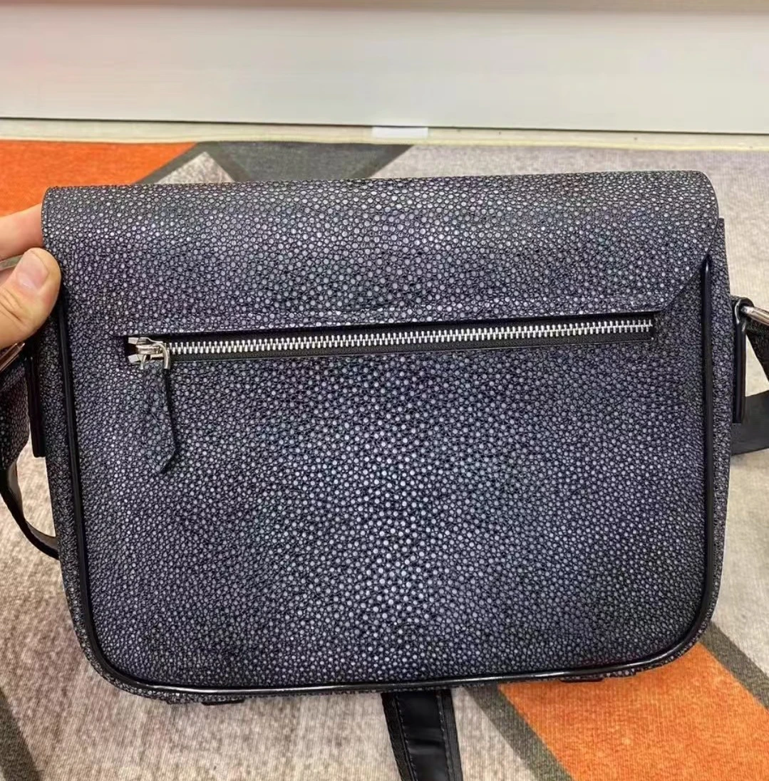 2027 New Luxury Men Handbags Pearl Fish Pattern Cow Genuine Leather Male Shoulder Bag Real Leather Crossbody Bag Messenger Bags