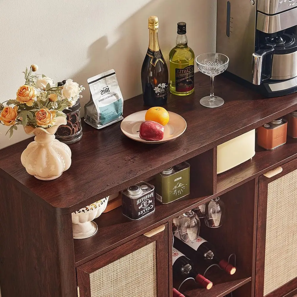 خزانة مشروبات ببابين، خزانة مشروبات بوهو مع رفوف نبيذ، محطة بار قهوة المزرعة لغرفة المعيشة، غرفة الطعام، المطبخ #4