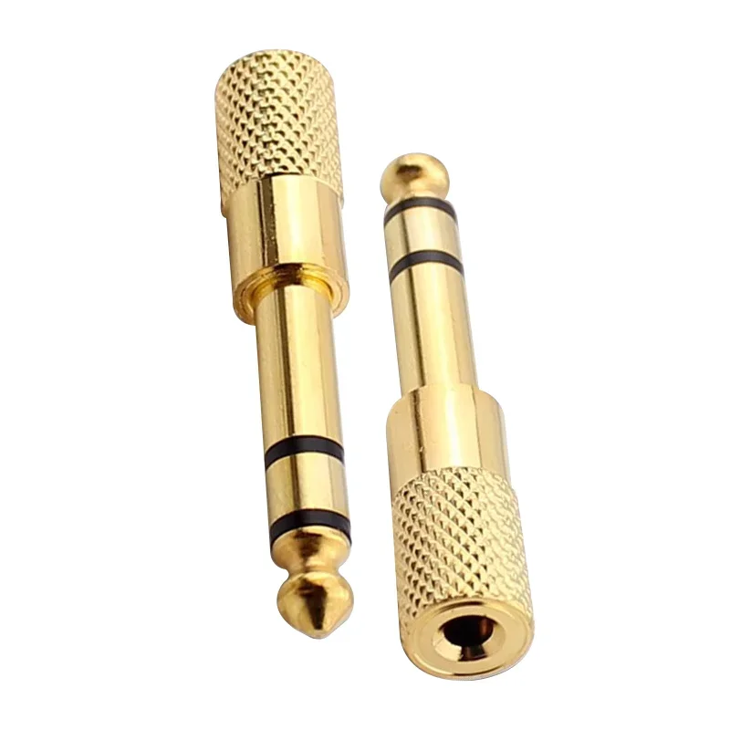 3.5mm to 6.35mm Headphone Plug 3 Pole Golden Jack Earphone Speaker Audio Adapter