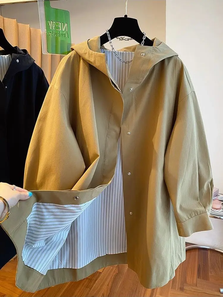 Women's Plus Size Loose Fit Windbreaker Jacket  American Casual Patchwork Bomber Style Spring Streetwear CargoStyle