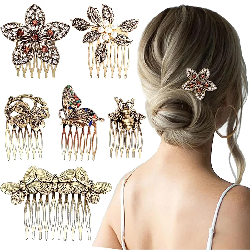 

Retro Butterfly Hair Combs Hairpins For Women Gems Side Clip Barrettes Word Folder Hairpin Jewelry Bridal Wedding Access