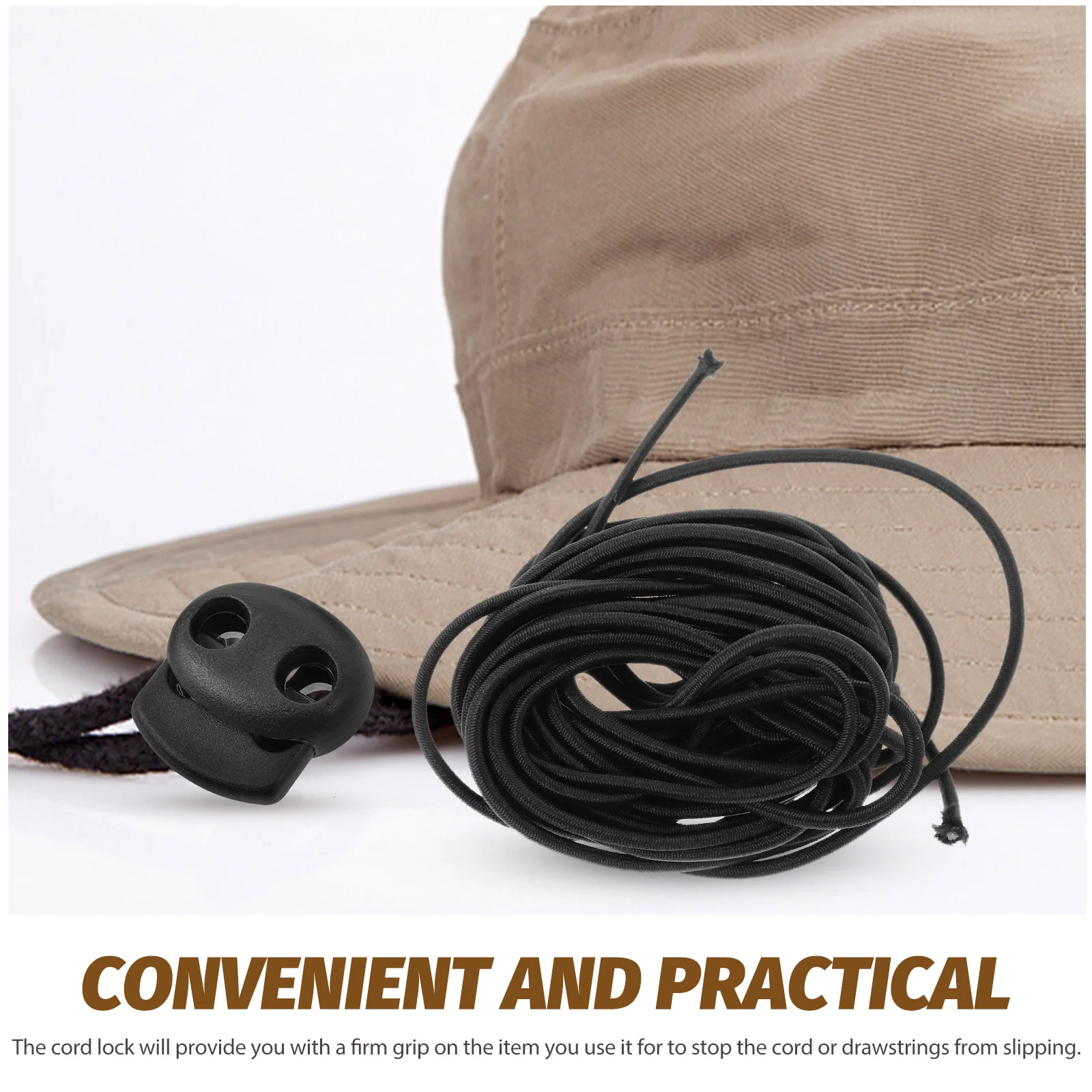 

1 set Spring Cord Locks Black Plastic 5M Elastic Rope Hoodie Pants Adjustable Drawstring Buckle Diy Clothes Toggles Lanyard