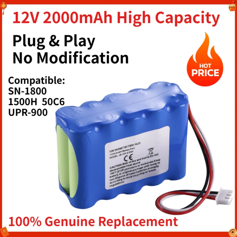 For Sino SN-1800 SN-1500H SN-50C6 UPREOL UPR-900 Battery 12V 2000mAh Ni-MH Replacement for Infusion Syringe Pump