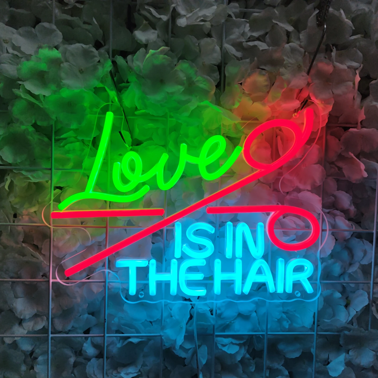 Love is in the hair Neon LED Lights Art Decoration, Decor Lamp Fit for Business Barber salons, Bedrooms,Hair salon shop