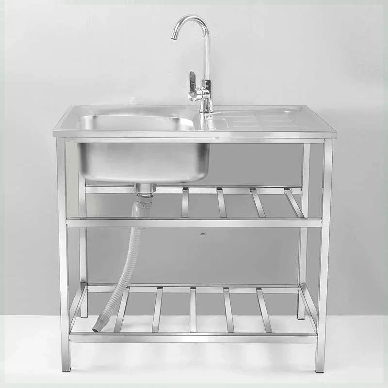 & Floor-standing Kitchen Accessories Dishwashing Sink Stainless Steel Kitchen Sinks with Stand Single Washing Sinks with Workben